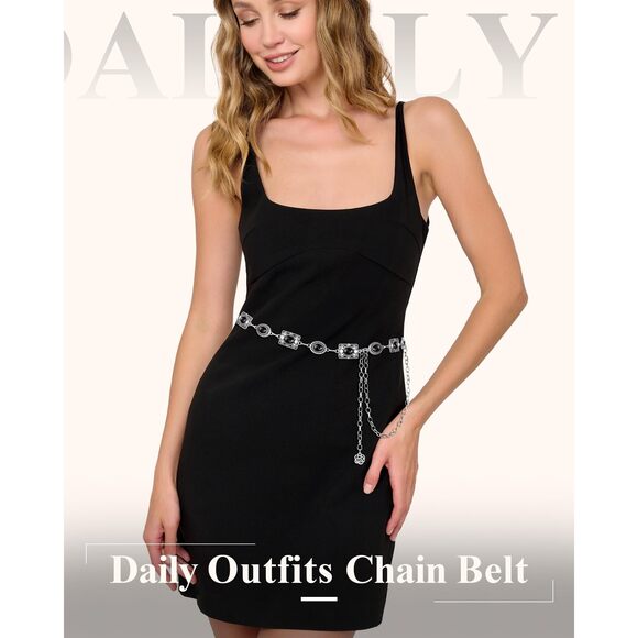 3554 Women Western Concho Chain Belt Vintage Rhinestone Gems Boho Metal Waist - Picture 2 of 6